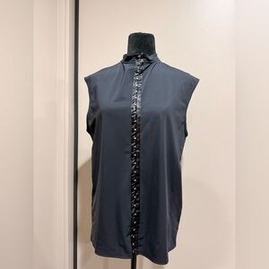 Chic Black Sleeveless Blouse with Satin Detail